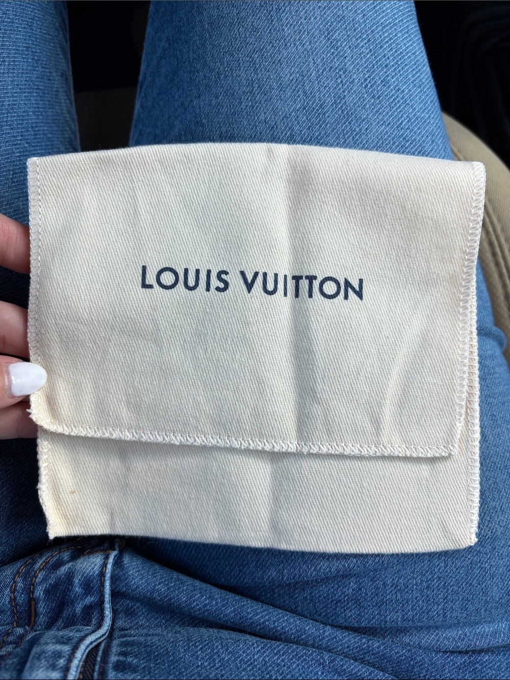 Louis Vuitton Cream Canvas Logo dust bag